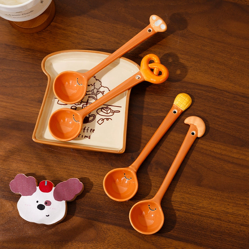 Cute Ceramic Spoon – Creative Bread Shape Kawaii Tableware  Decorla