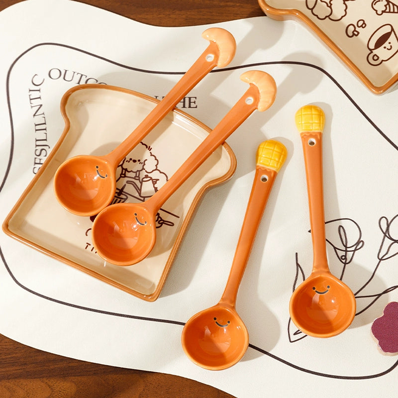 Cute Ceramic Spoon – Creative Bread Shape Kawaii Tableware  Decorla