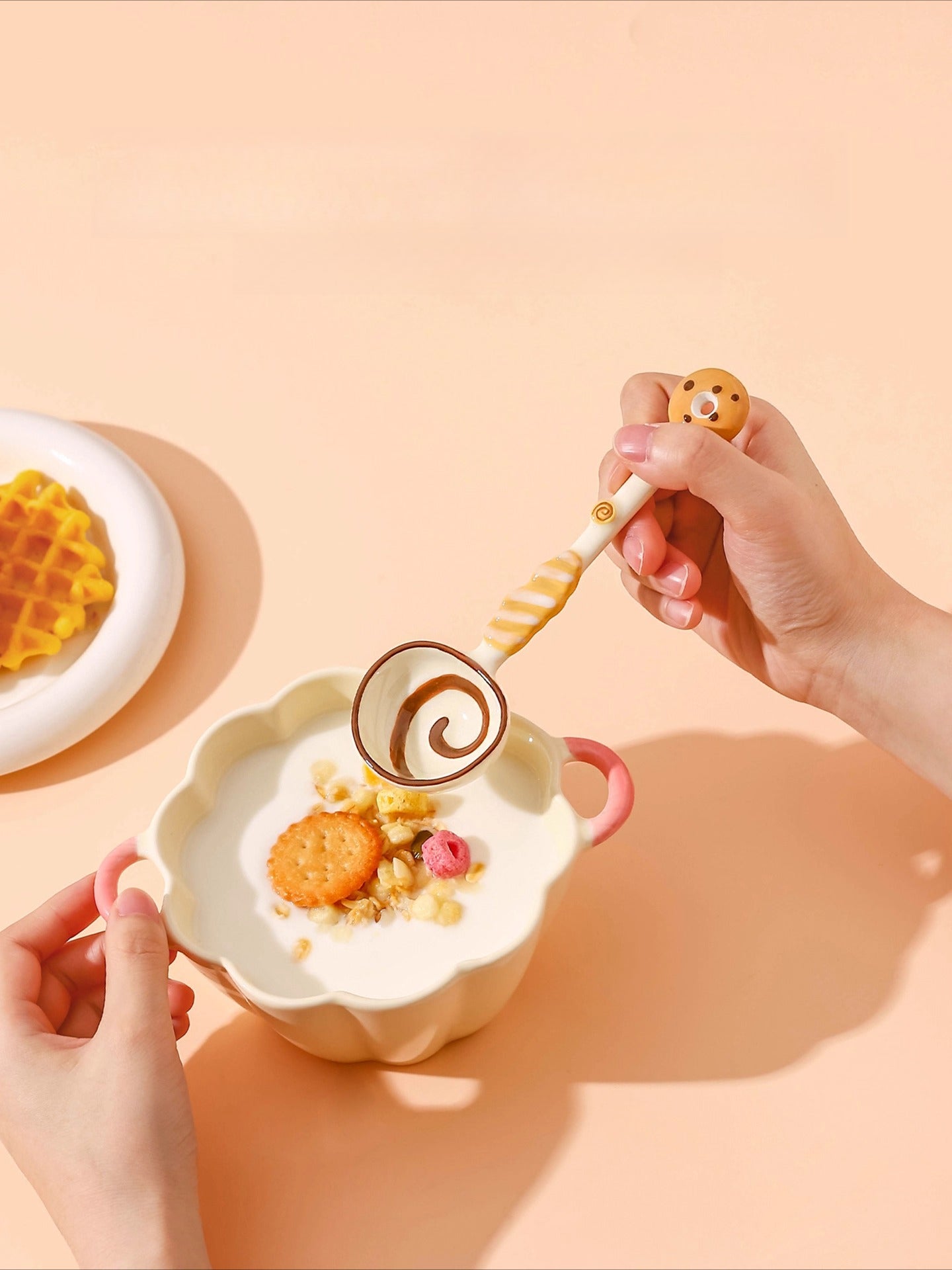 Cute Ceramic Spoon – Kawaii Long Handle Creative Dessert Tableware  Decorla