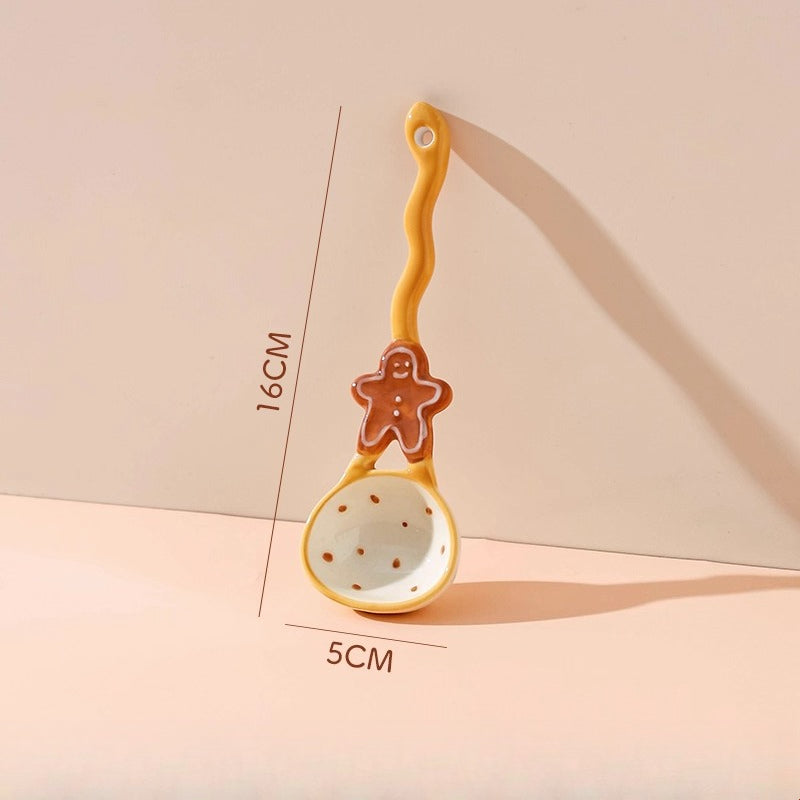 Cute Ceramic Spoon – Kawaii Long Handle Creative Dessert Tableware  Decorla