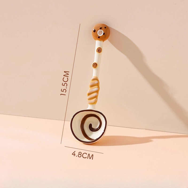 Cute Ceramic Spoon – Kawaii Long Handle Creative Dessert Tableware  Decorla