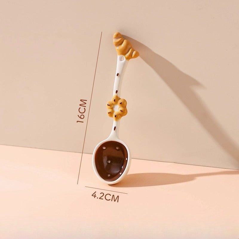 Cute Ceramic Spoon – Kawaii Long Handle Creative Dessert Tableware  Decorla