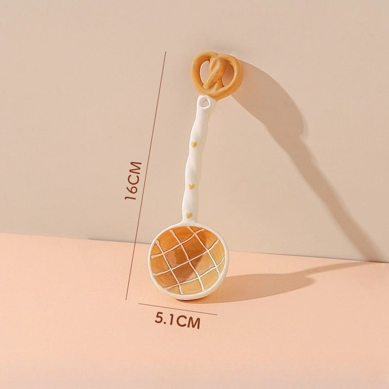 Cute Ceramic Spoon – Kawaii Long Handle Creative Dessert Tableware  Decorla