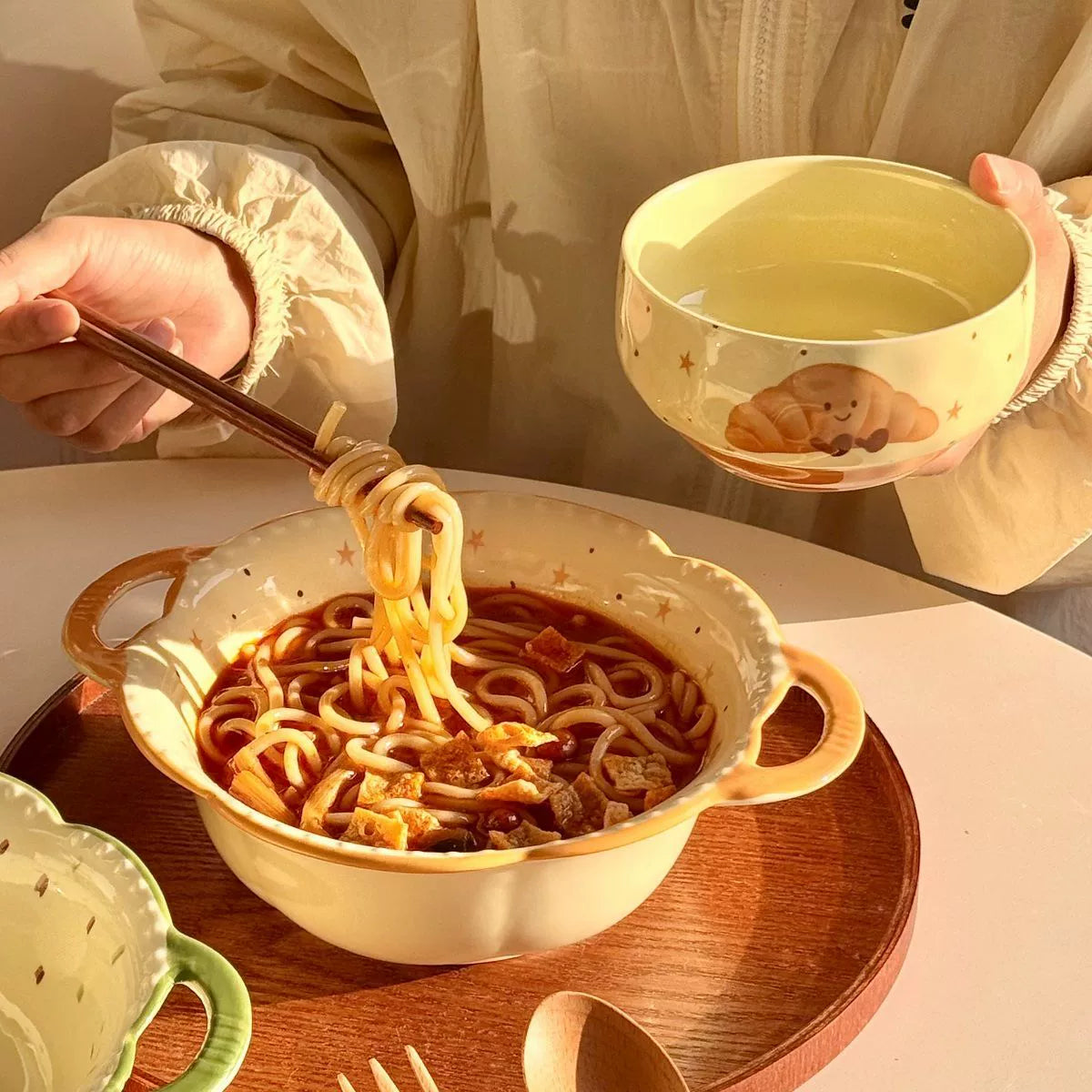 Cute Croissant Ceramic Bowl Set – Kawaii Breakfast & One Person Dinnerware  Decorla