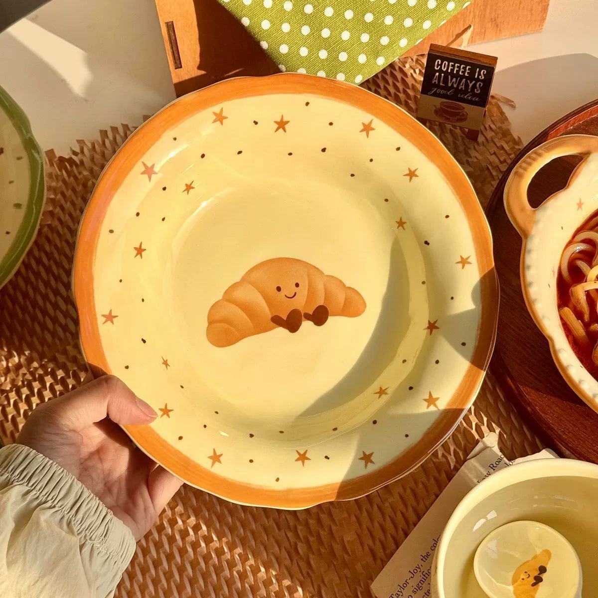 Cute Croissant Ceramic Bowl Set – Kawaii Breakfast & One Person Dinnerware  Decorla