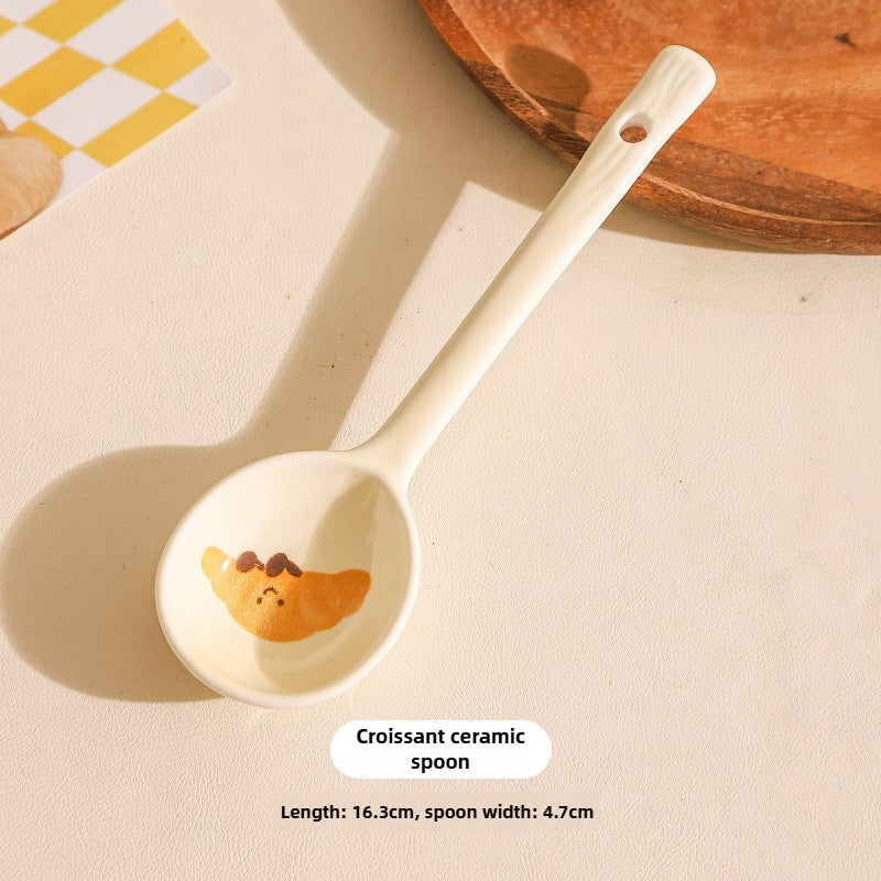 Cute Fruit Ceramic Spoon – Kawaii Long Handle Dessert Tableware  Decorla