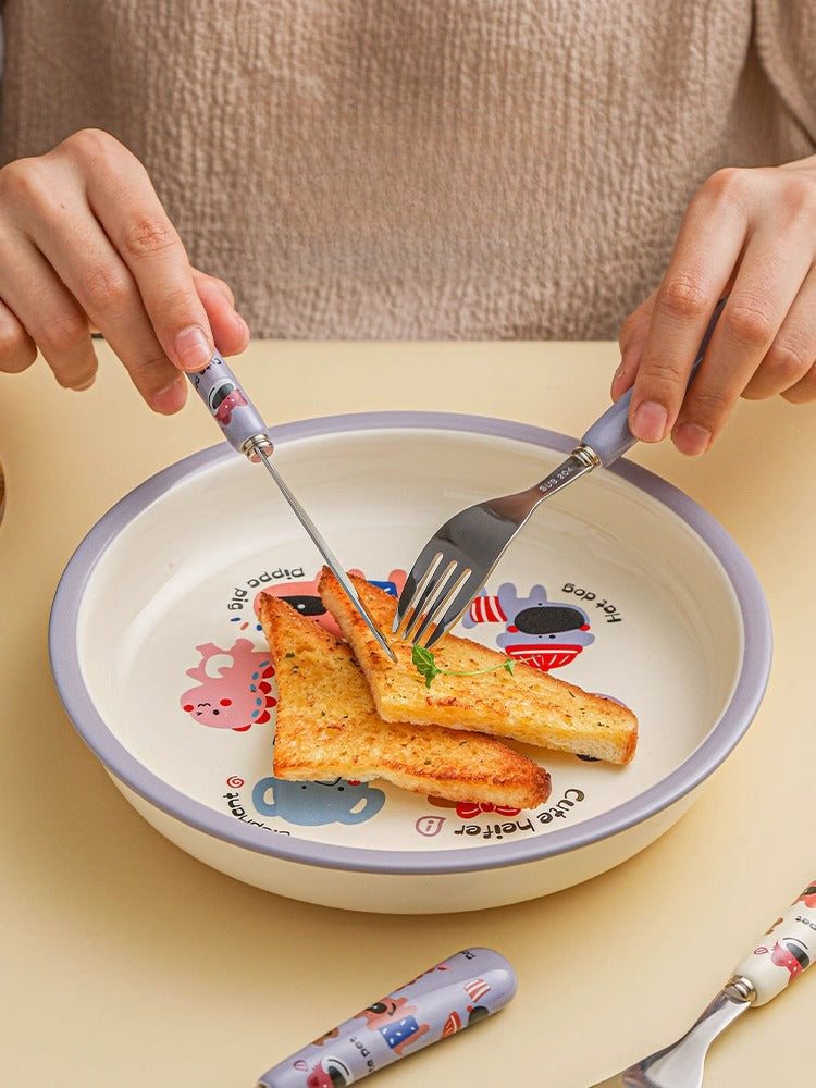 Cute Stainless Steel Cutlery Set – Kids Cartoon Fork Spoon Knife Set  Decorla