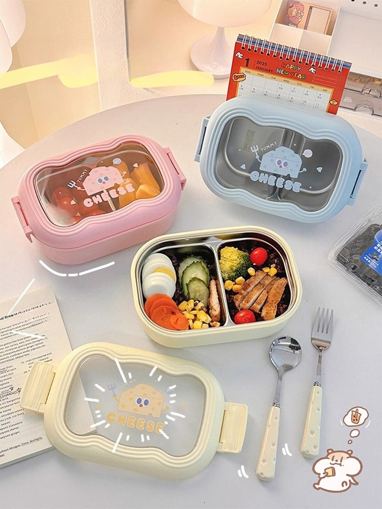 Cute Stainless Steel Lunch Box – Cheese Design Bento Box for Students  Decorla