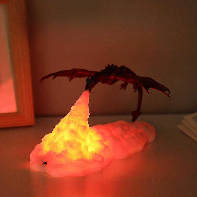Dragon flame mood lighting lamp for room decoration, cool bedside lamp and birthday gift