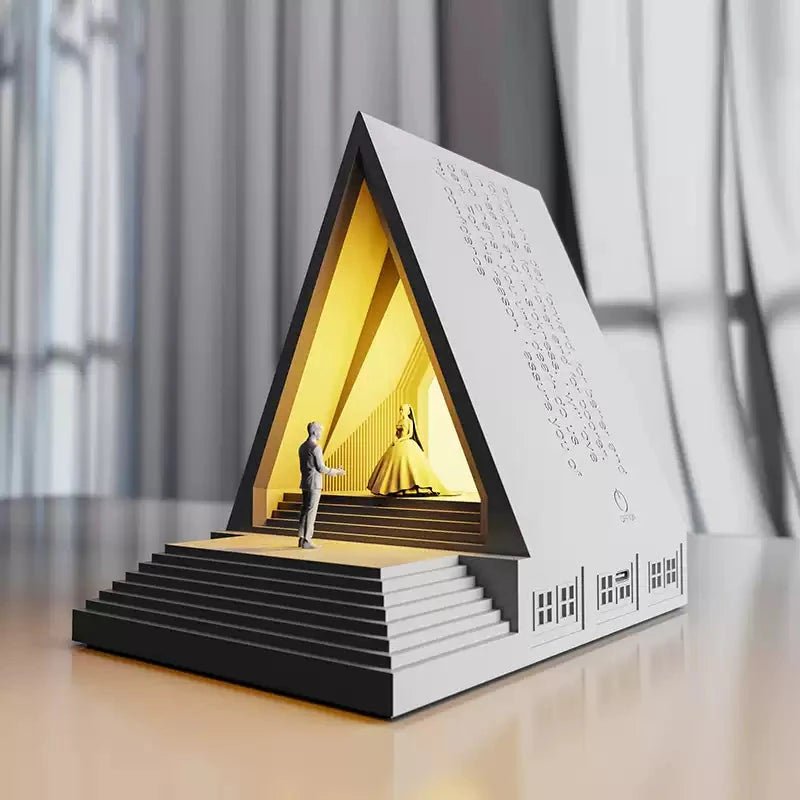 Desk display of Dream Temple mood lighting lamp, bedside lamp and birthday gift