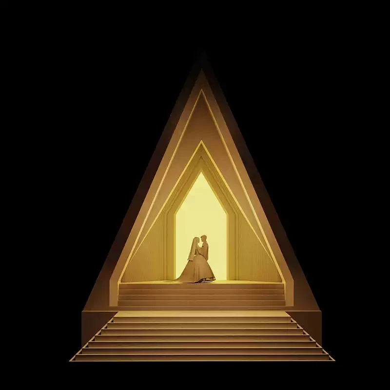 Front view Dream Temple mood lighting lamp for room decoration, elegant bedside lamp