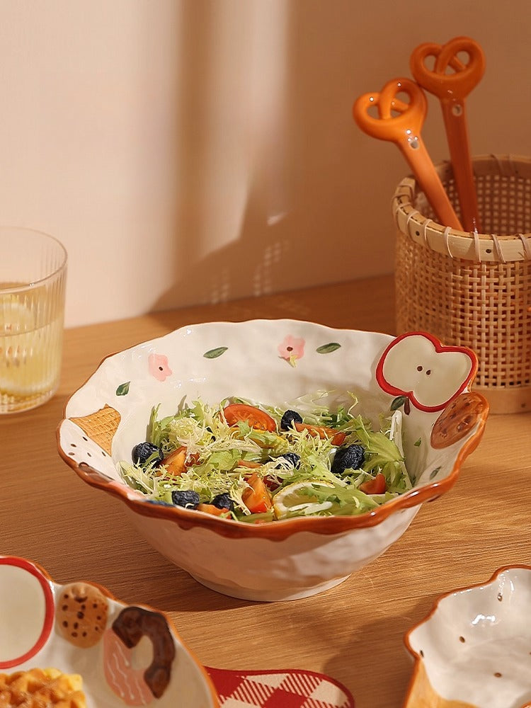 Embossed Apple Ceramic Dinnerware Set – Cute Fruit Bowl & Plate  Decorla