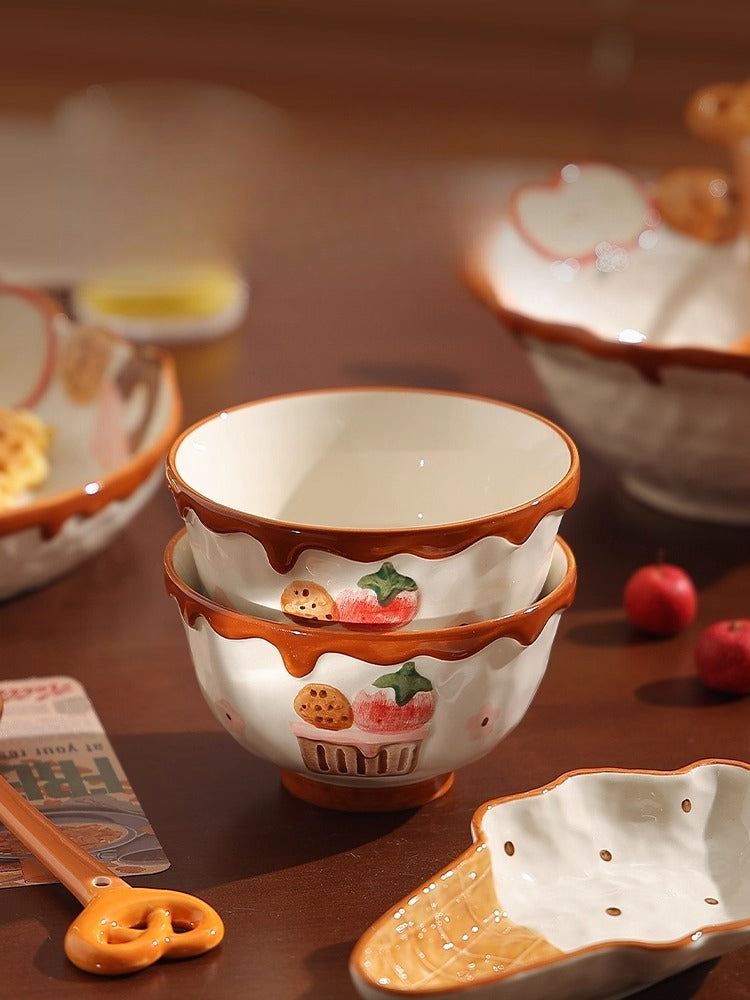 Embossed Apple Ceramic Dinnerware Set – Cute Fruit Bowl & Plate  Decorla