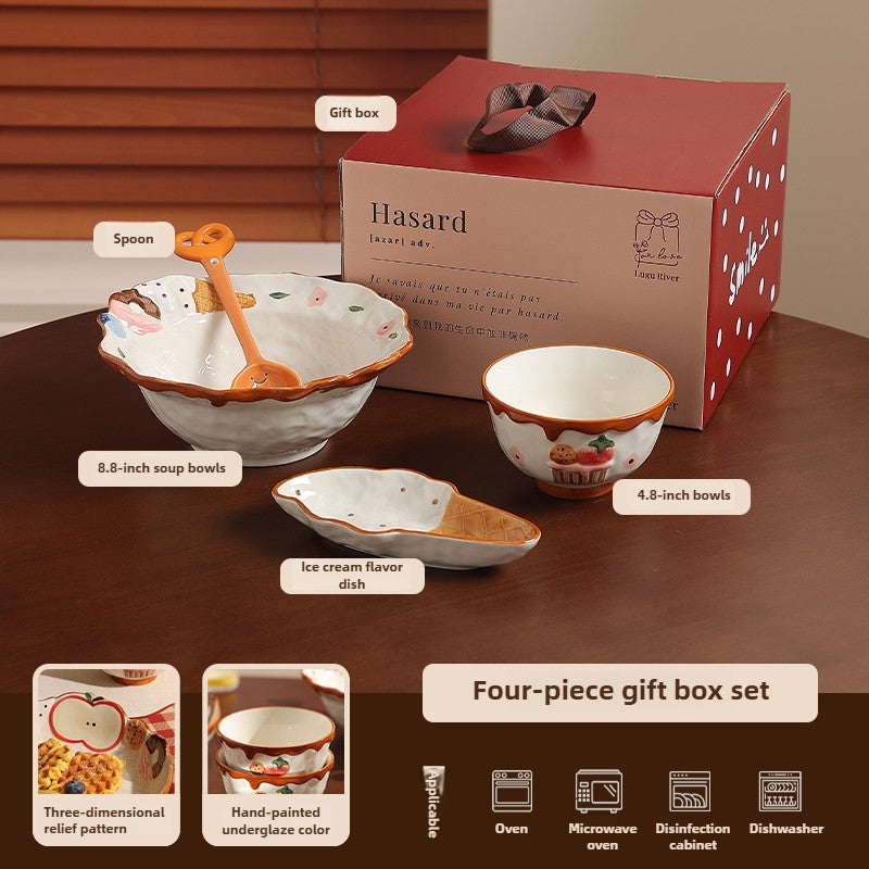 Embossed Apple Ceramic Dinnerware Set – Cute Fruit Bowl & Plate  Decorla