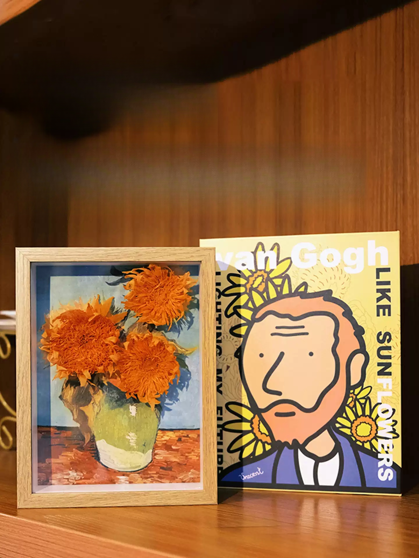 Sunflower flower dried frame for room decoration, pressed flower frame and birthday gift