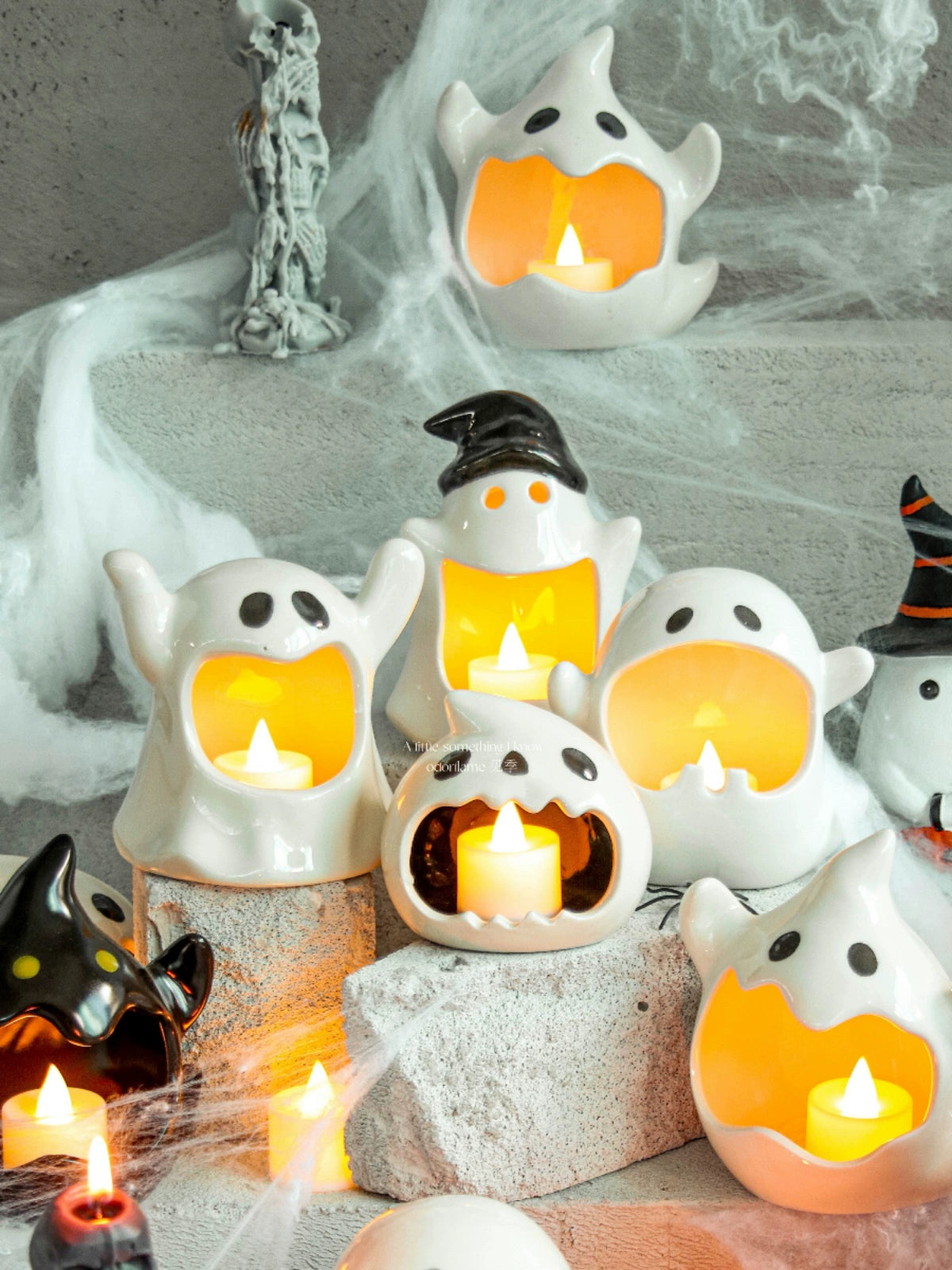 Halloween Ghost Candle Holder – Cute Ceramic Ghost Tealight Decoration  Decorla