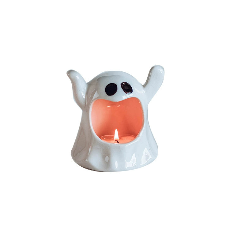 Halloween Ghost Candle Holder – Cute Ceramic Ghost Tealight Decoration  Decorla