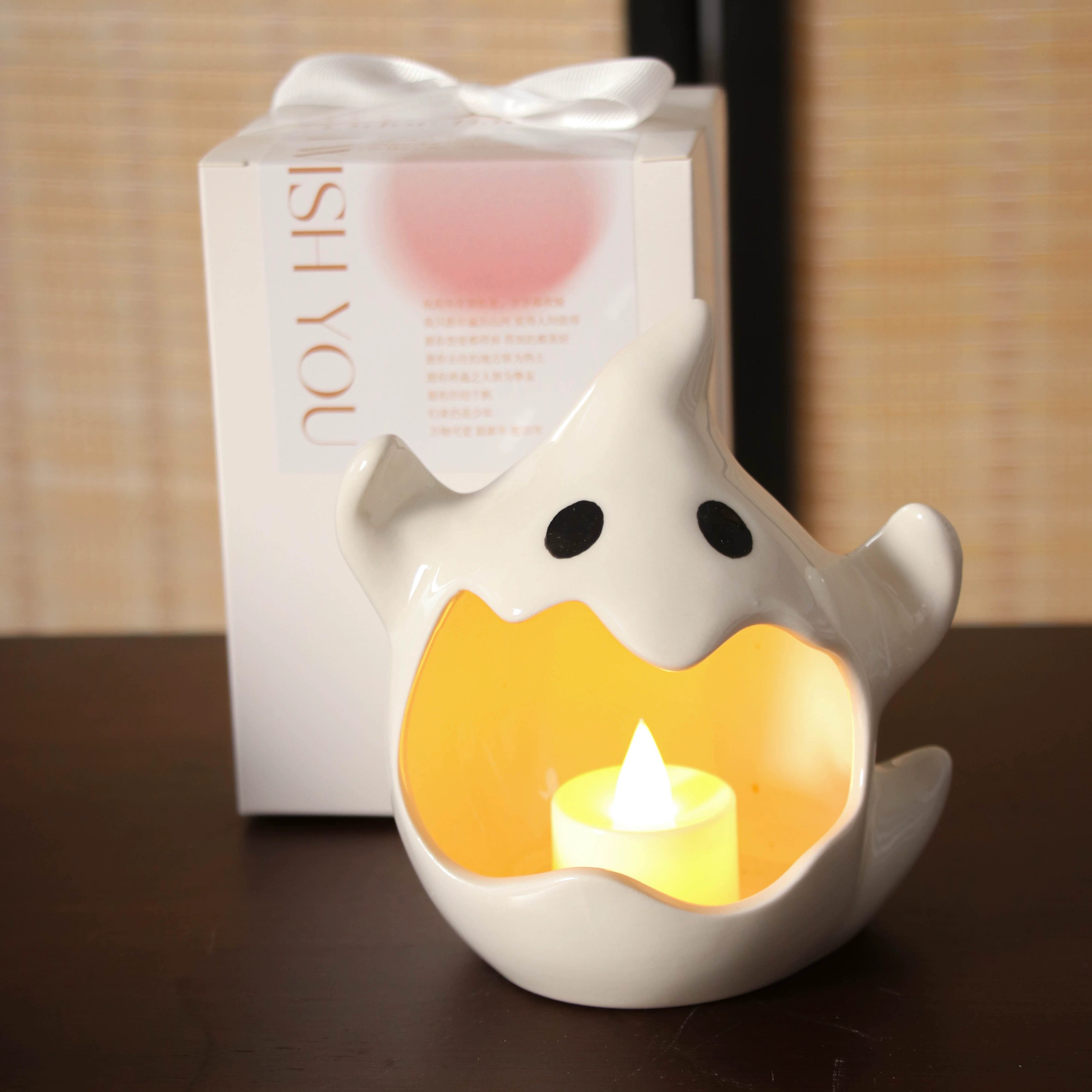 Halloween Ghost Candle Holder – Cute Ceramic Ghost Tealight Decoration  Decorla