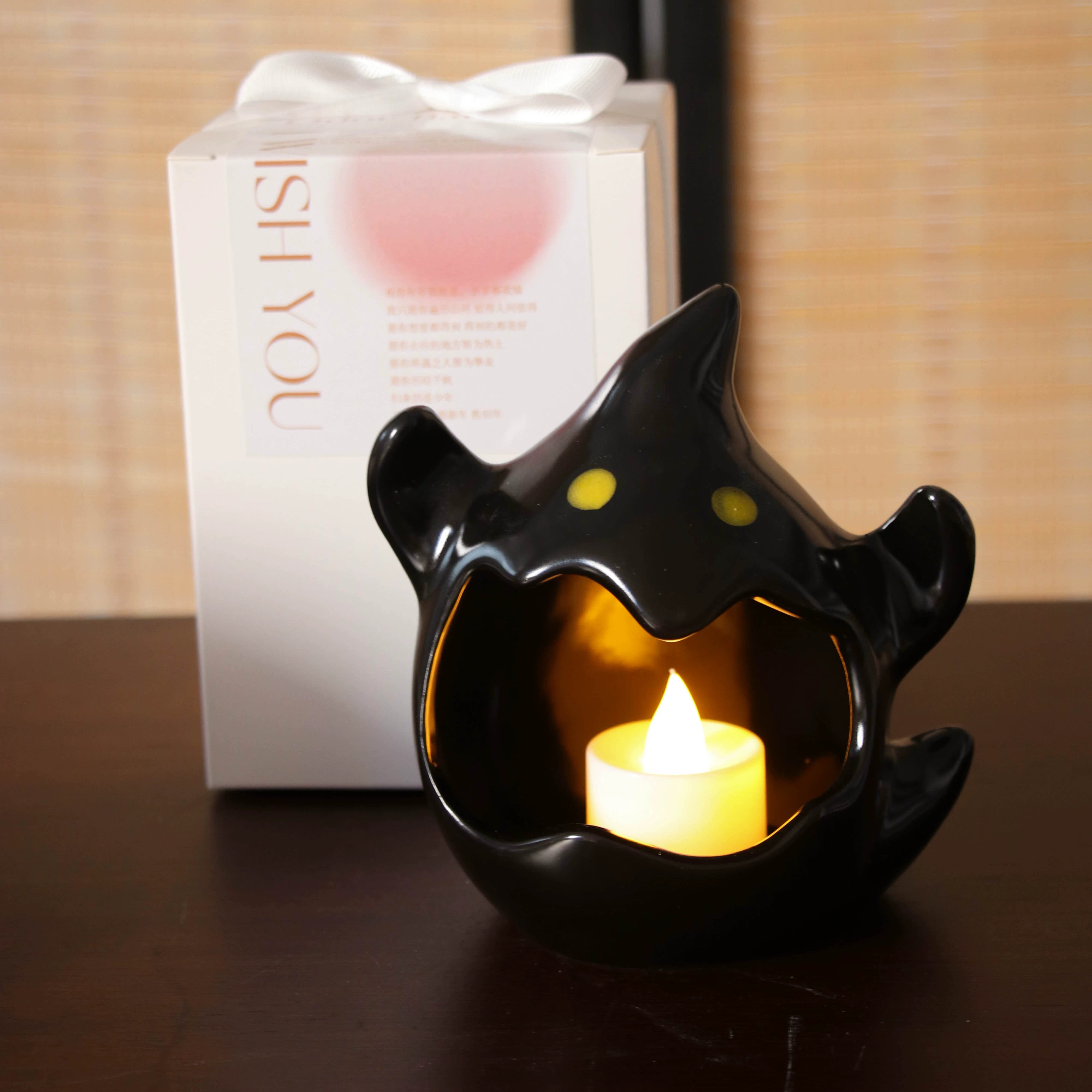 Halloween Ghost Candle Holder – Cute Ceramic Ghost Tealight Decoration  Decorla