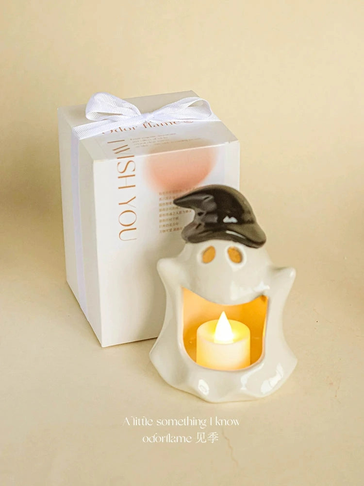 Halloween Ghost Candle Holder – Cute Ceramic Ghost Tealight Decoration  Decorla