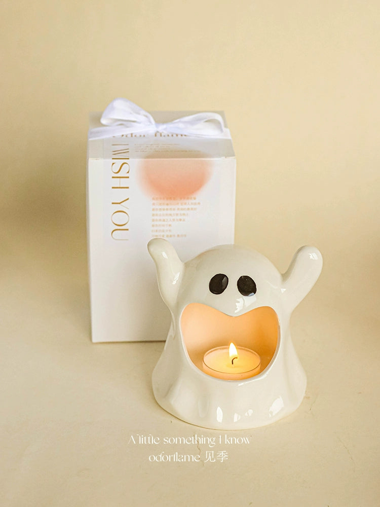 Halloween Ghost Candle Holder – Cute Ceramic Ghost Tealight Decoration  Decorla