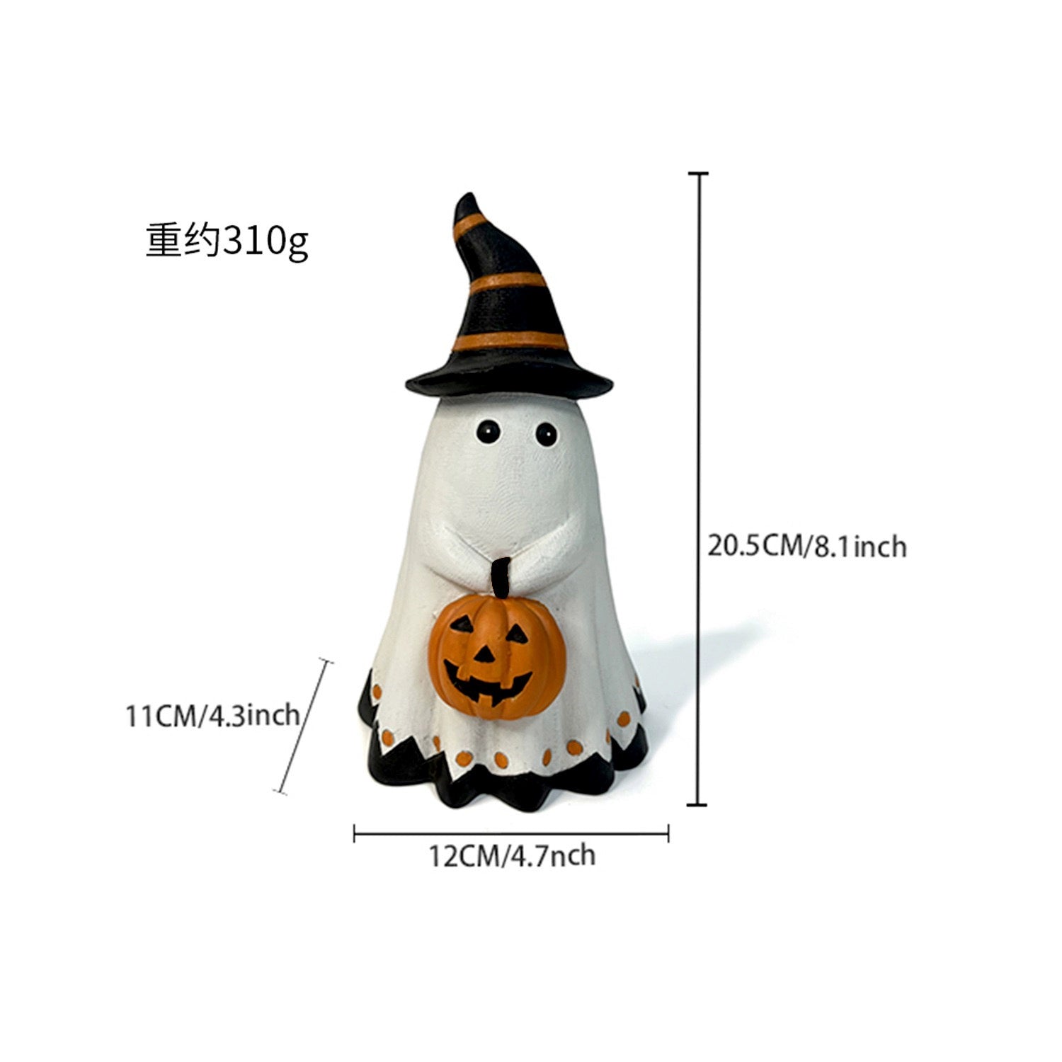 Halloween Ghost Figurine – Cute Resin Pumpkin Ghost Tabletop Ornament  Decorla