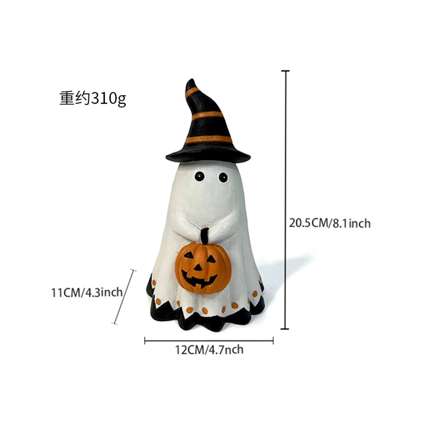 Halloween Ghost Figurine – Cute Resin Pumpkin Ghost Tabletop Ornament  Decorla