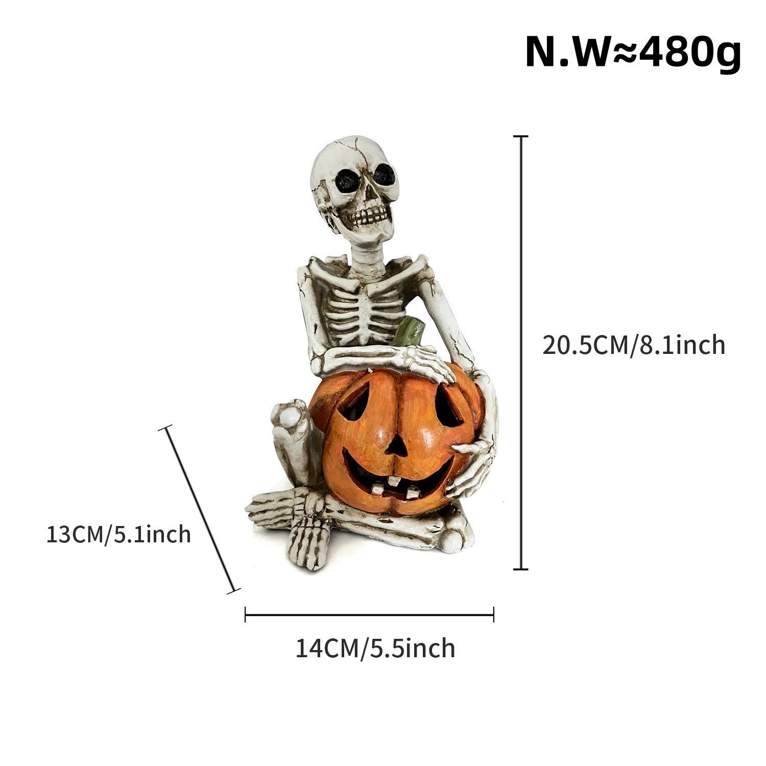 Halloween Ghost Figurine – Cute Resin Pumpkin Ghost Tabletop Ornament  Decorla