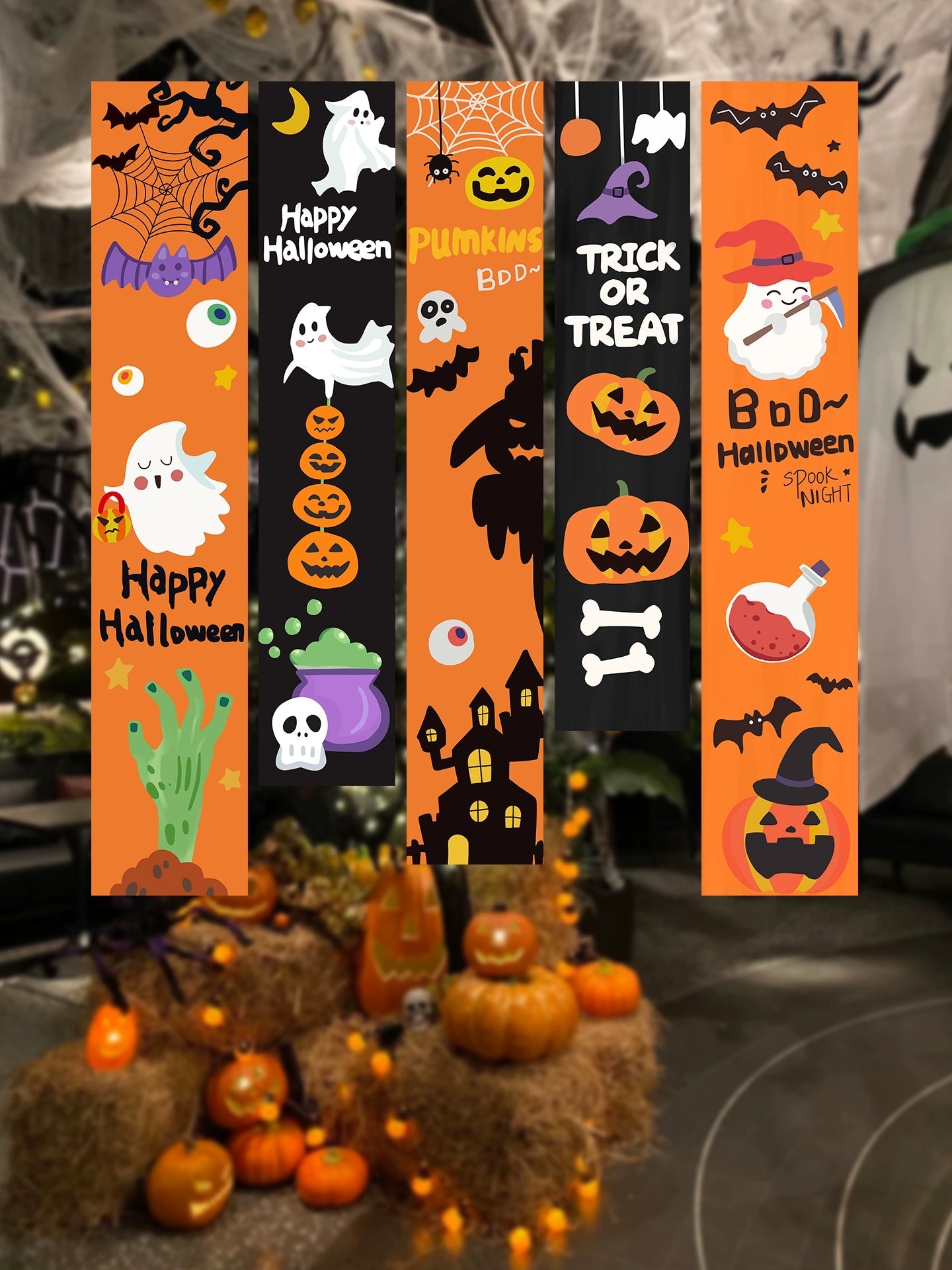 Halloween Hanging Banner – Pumpkin & Ghost Backdrop Party Decoration  Decorla