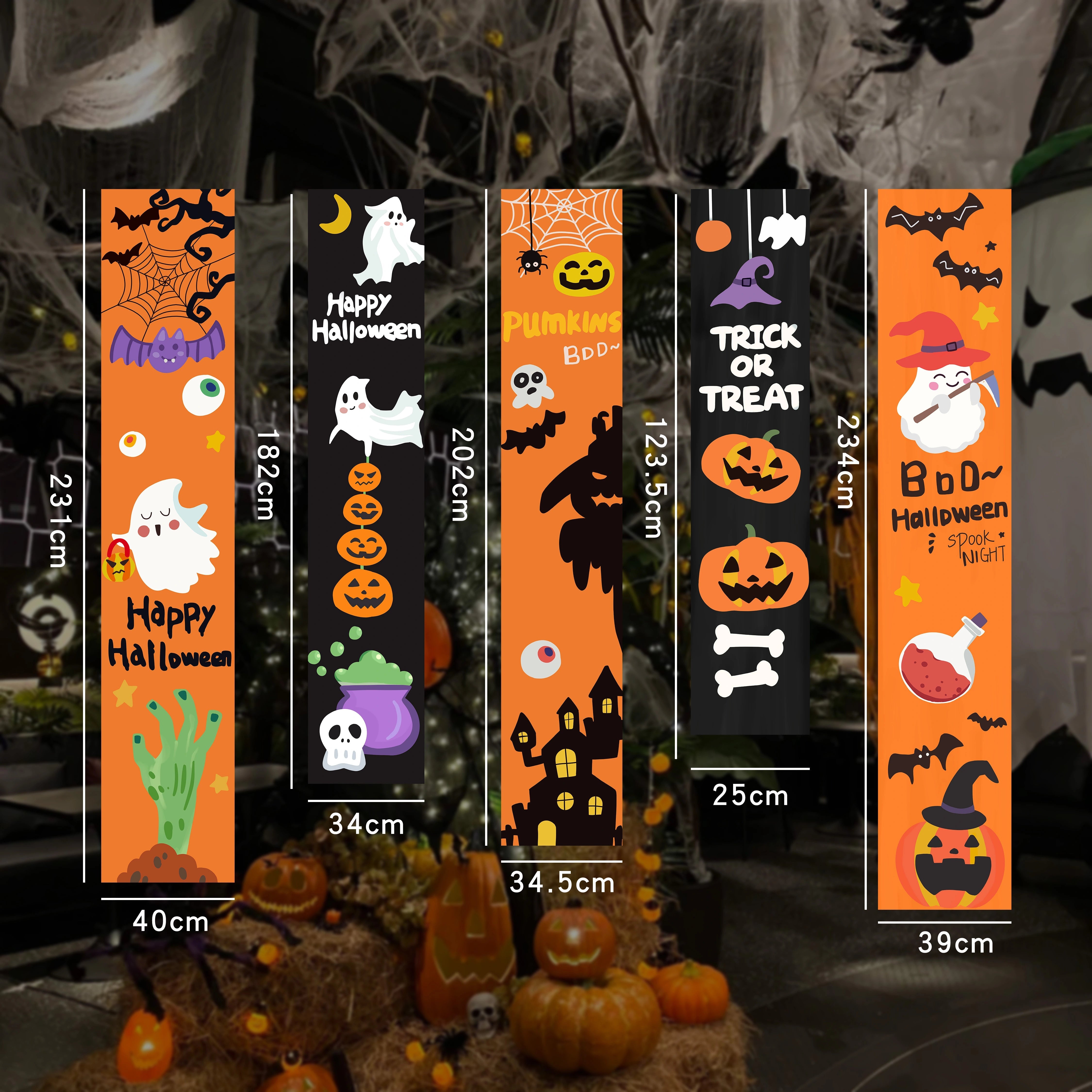 Halloween Hanging Banner – Pumpkin & Ghost Backdrop Party Decoration  Decorla