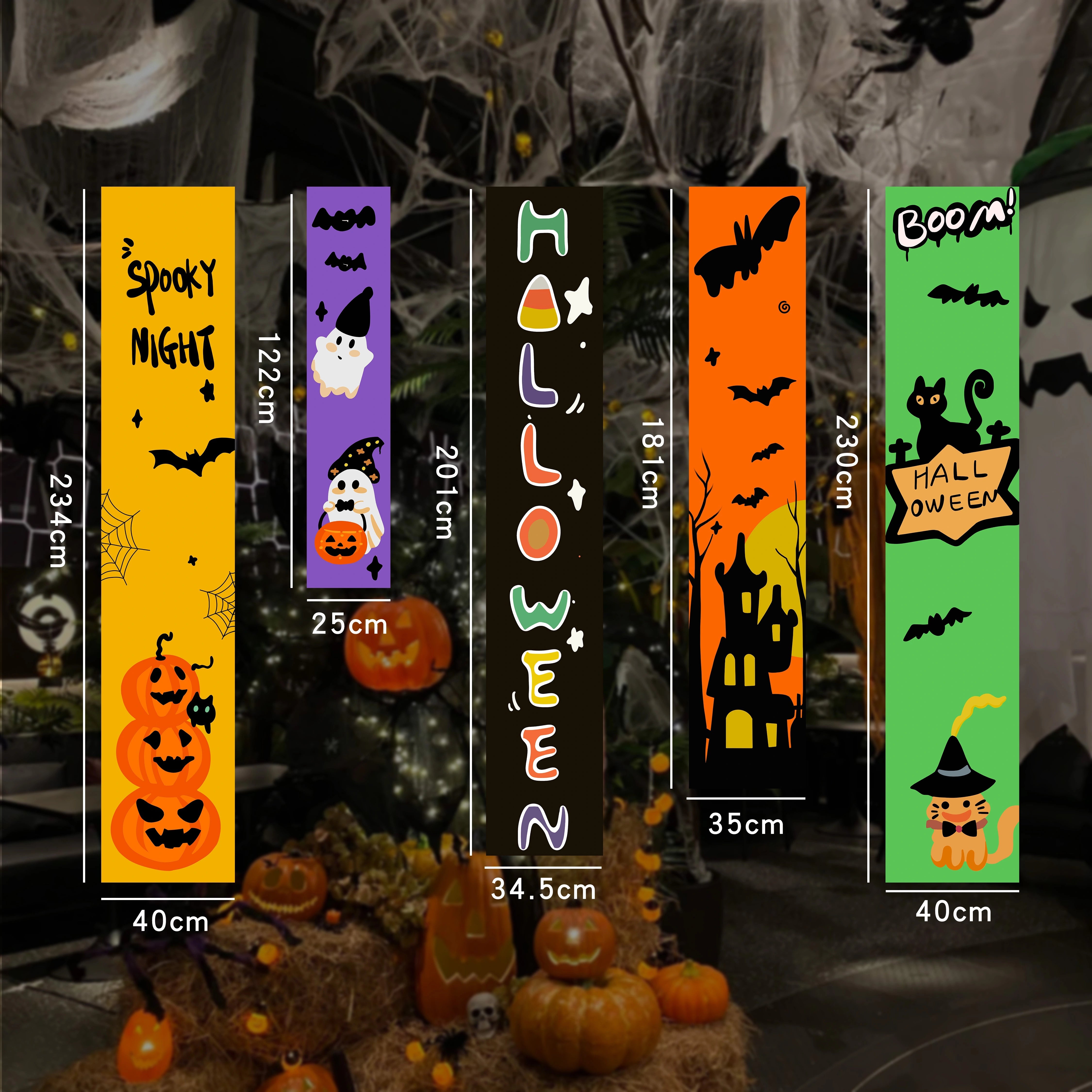 Halloween Hanging Banner – Pumpkin & Ghost Backdrop Party Decoration  Decorla