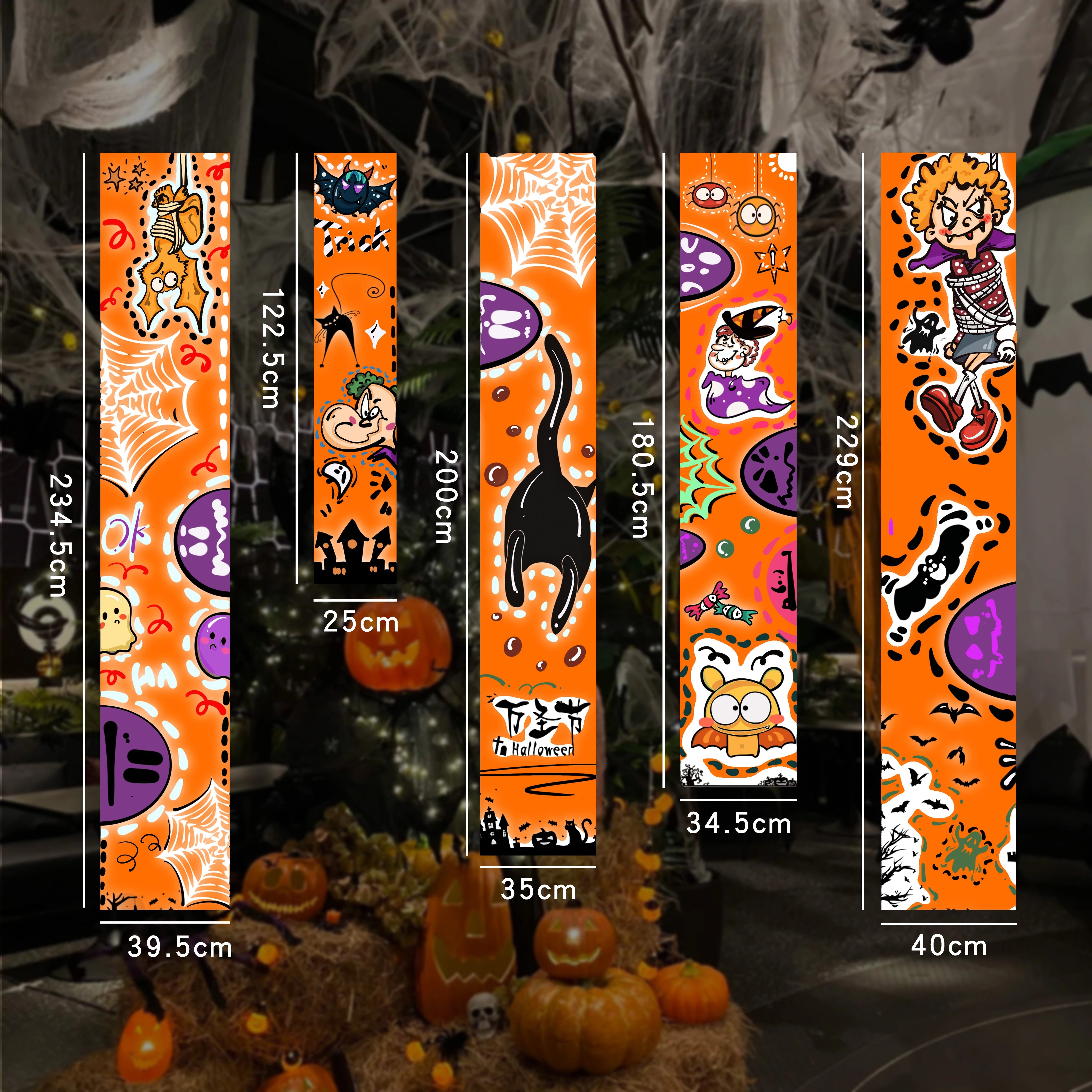 Halloween Hanging Banner – Pumpkin & Ghost Backdrop Party Decoration  Decorla