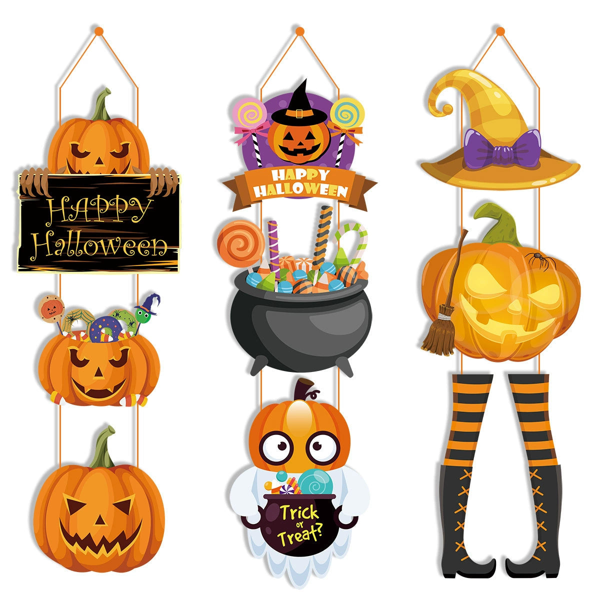 Halloween Hanging Decoration – Pumpkin Witch Paper Banner Ornaments  Decorla