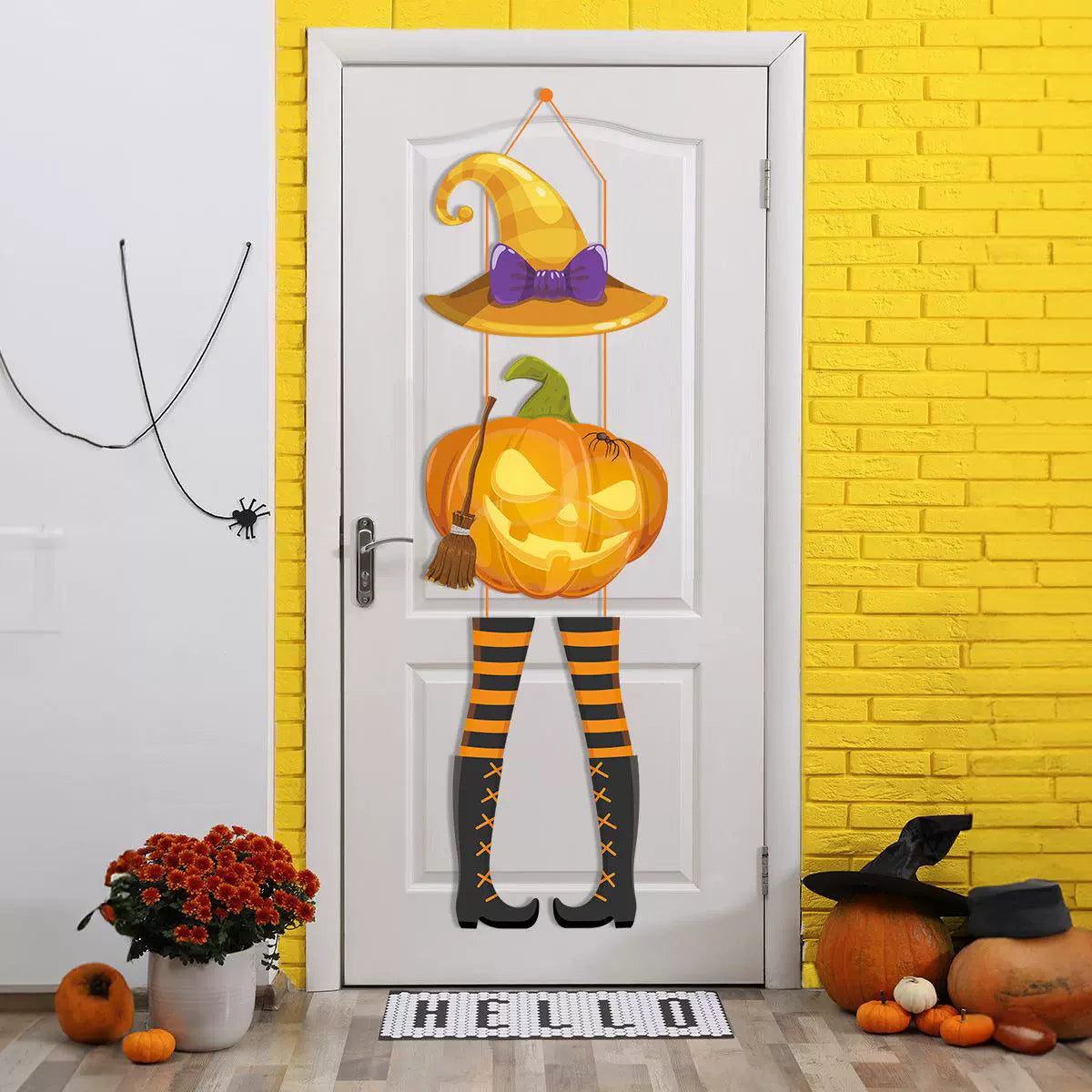 Halloween Hanging Decoration – Pumpkin Witch Paper Banner Ornaments  Decorla