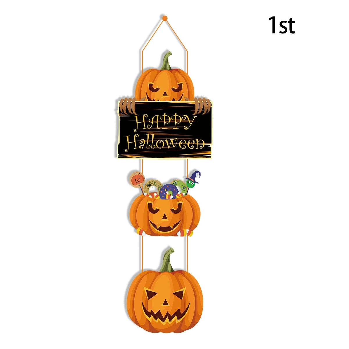 Halloween Hanging Decoration – Pumpkin Witch Paper Banner Ornaments  Decorla