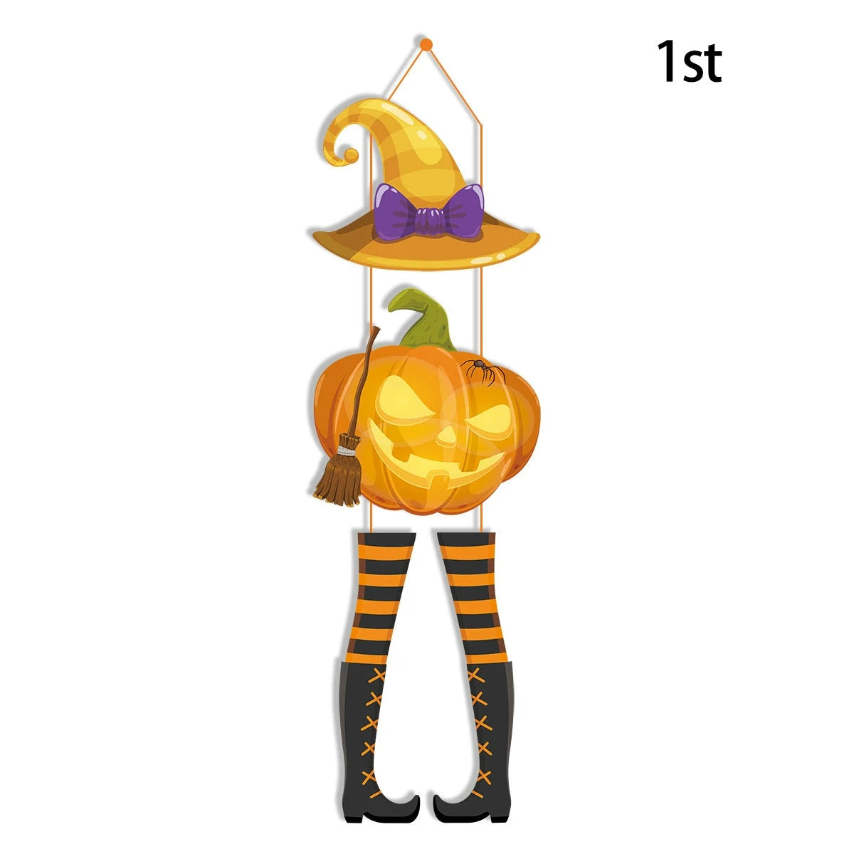 Halloween Hanging Decoration – Pumpkin Witch Paper Banner Ornaments  Decorla