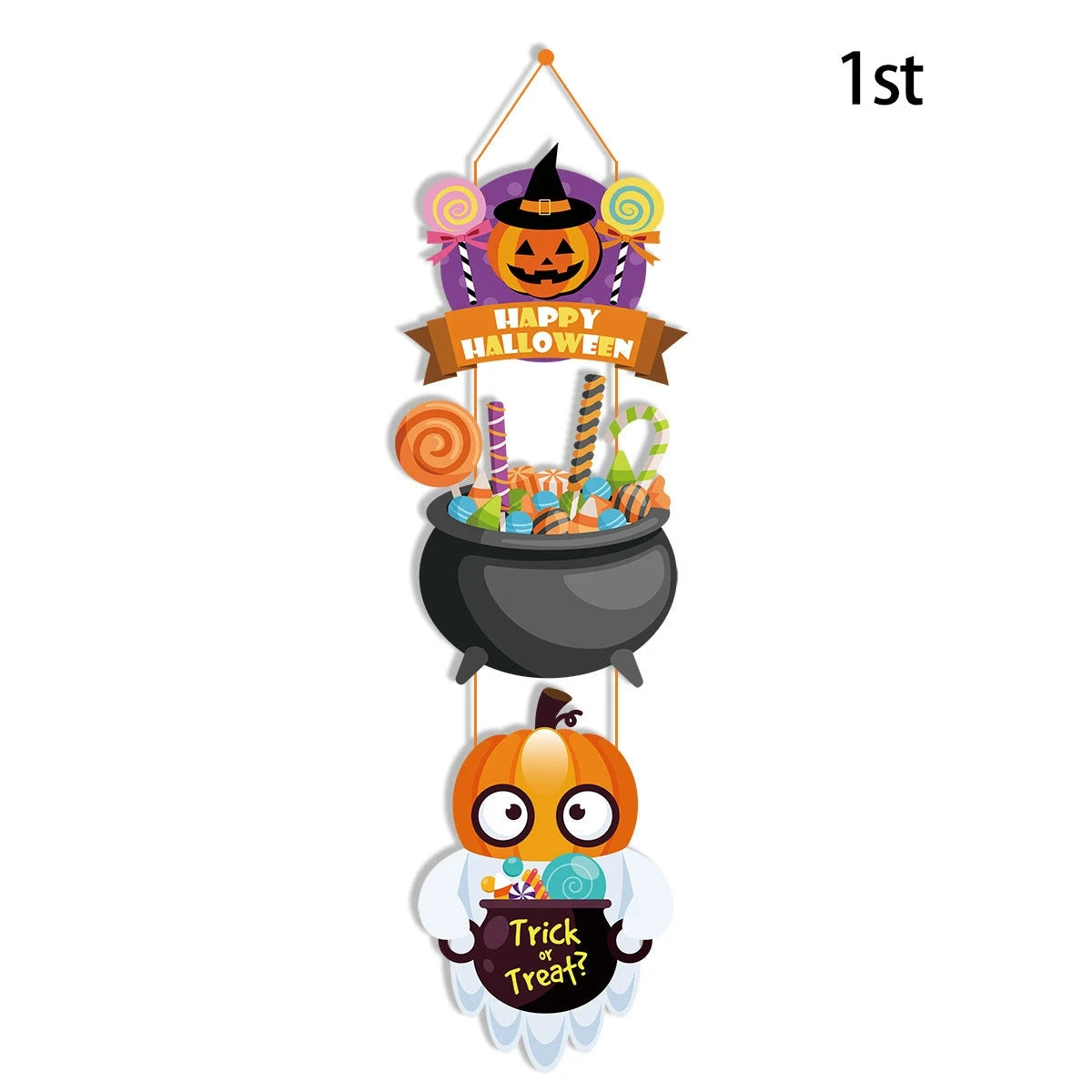 Halloween Hanging Decoration – Pumpkin Witch Paper Banner Ornaments  Decorla