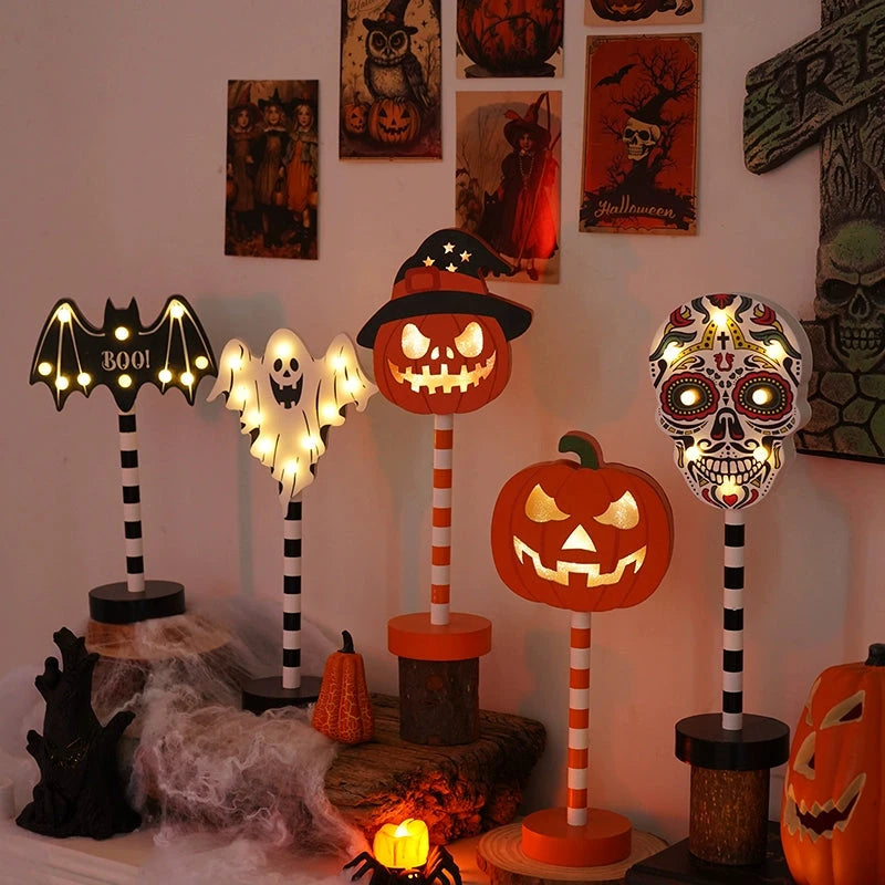 Halloween Pumpkin Light – Spooky Wooden Table Lamp & Party Decor  Decorla