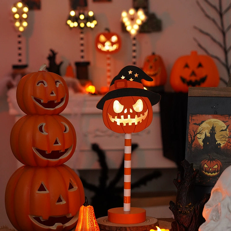 Halloween Pumpkin Light – Spooky Wooden Table Lamp & Party Decor  Decorla