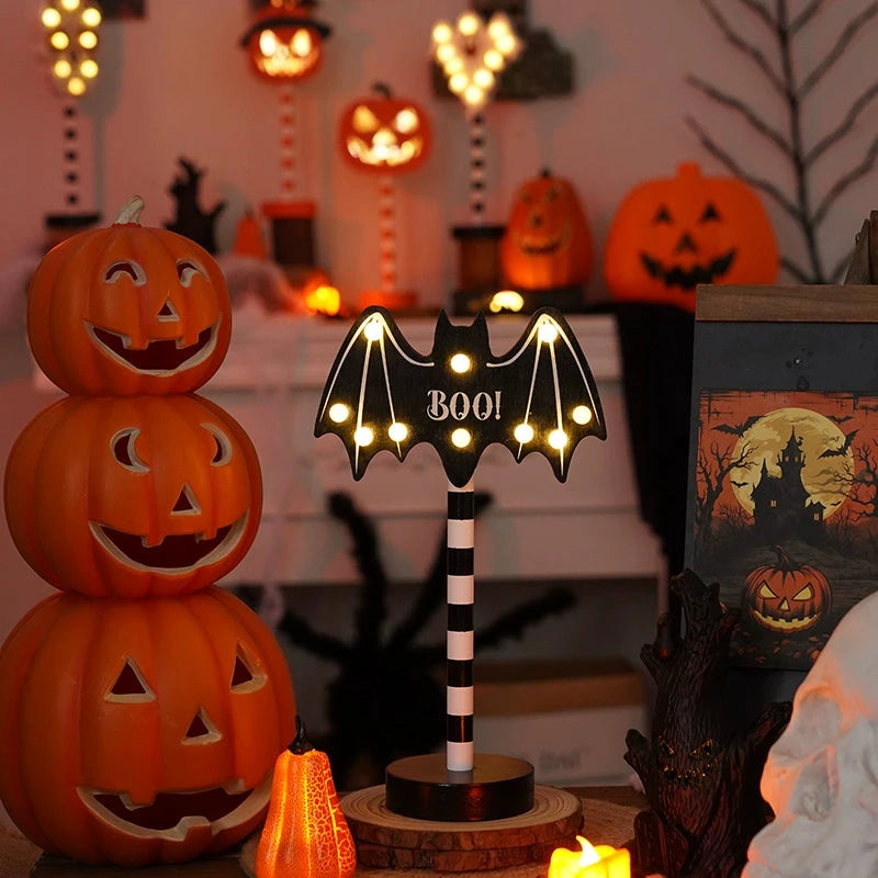 Halloween Pumpkin Light – Spooky Wooden Table Lamp & Party Decor  Decorla