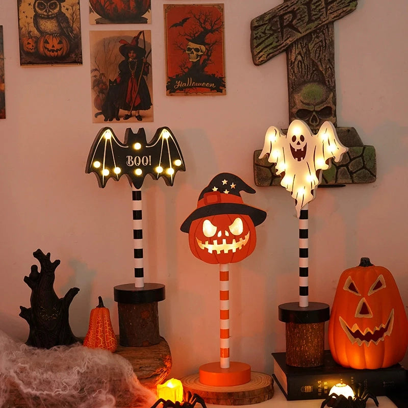 Halloween Pumpkin Light – Spooky Wooden Table Lamp & Party Decor  Decorla