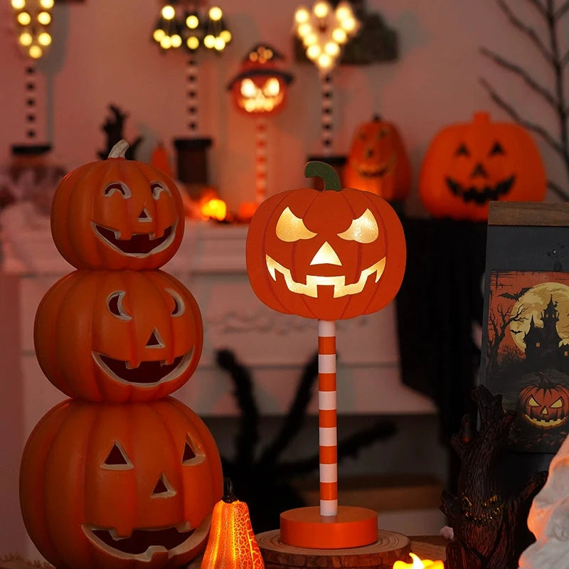 Halloween Pumpkin Light – Spooky Wooden Table Lamp & Party Decor  Decorla