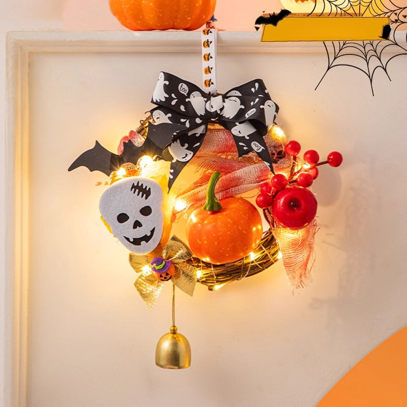 Halloween Pumpkin Wreath – Door Hanging Decoration & Party Props  Decorla