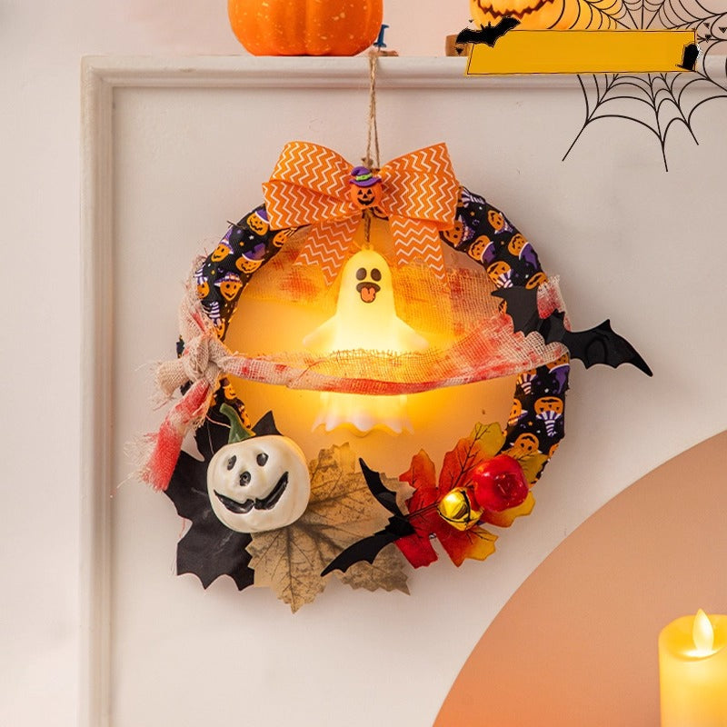 Halloween Pumpkin Wreath – Door Hanging Decoration & Party Props  Decorla