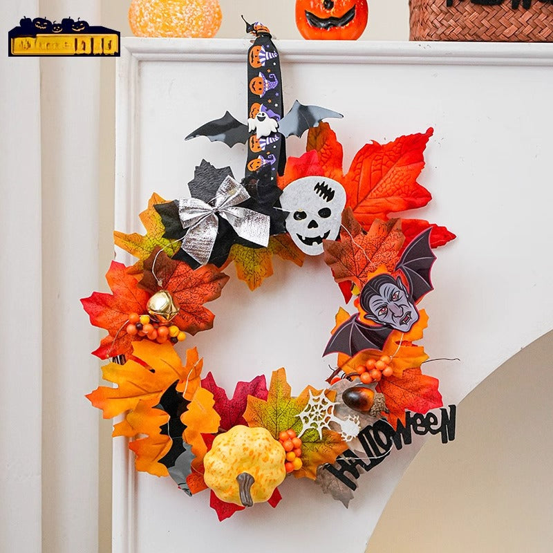 Halloween Pumpkin Wreath – Door Hanging Decoration & Party Props  Decorla