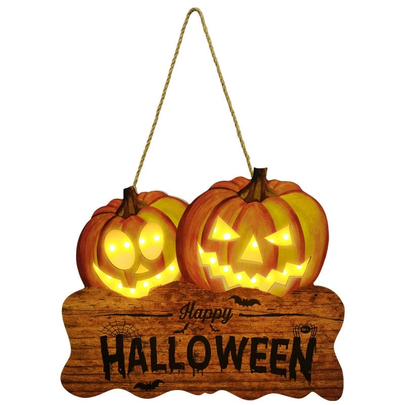 Halloween Wooden Hanging Sign – Pumpkin LED Wall Decor & Black Cat Plaque  Decorla
