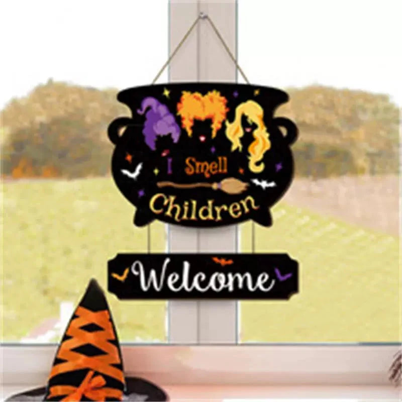 Halloween Wooden Hanging Sign – Pumpkin LED Wall Decor & Black Cat Plaque  Decorla