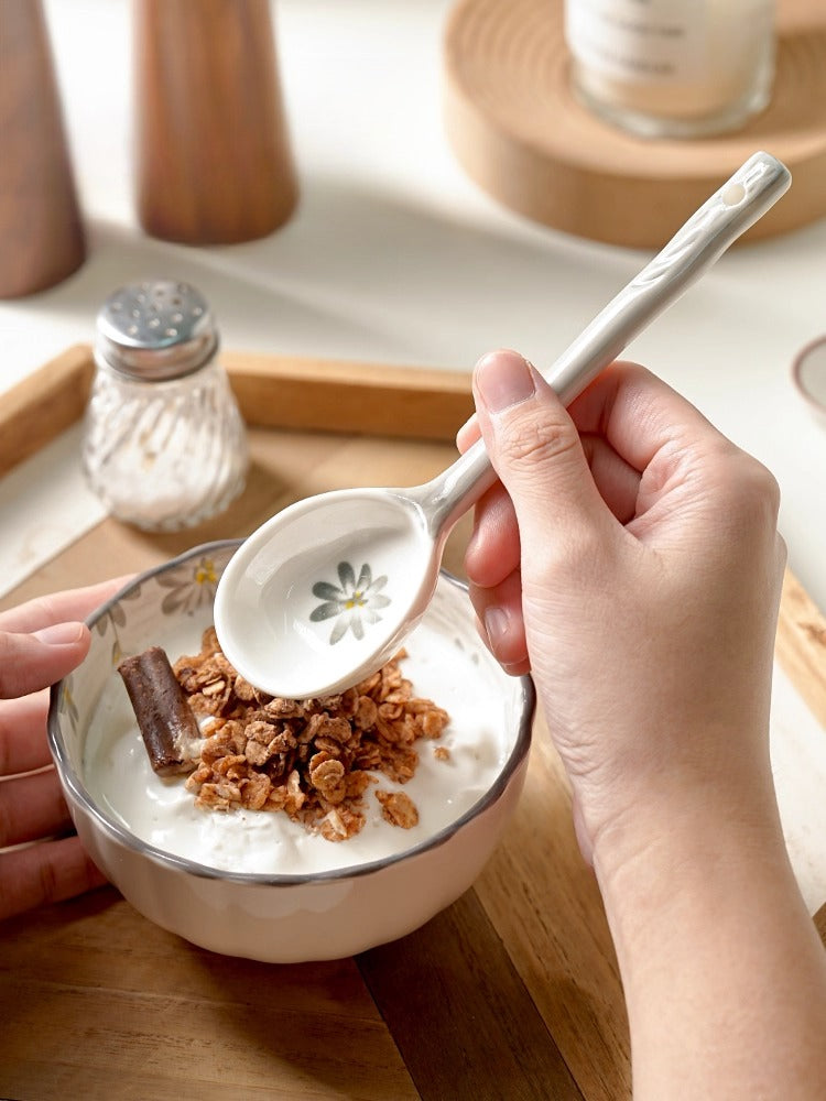 Japanese Ceramic Soup Spoon – Long Handle Underglaze Tableware  Decorla