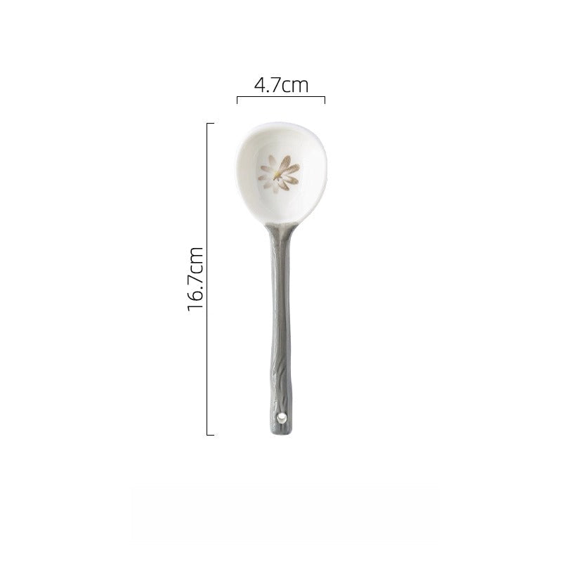 Japanese Ceramic Soup Spoon – Long Handle Underglaze Tableware  Decorla