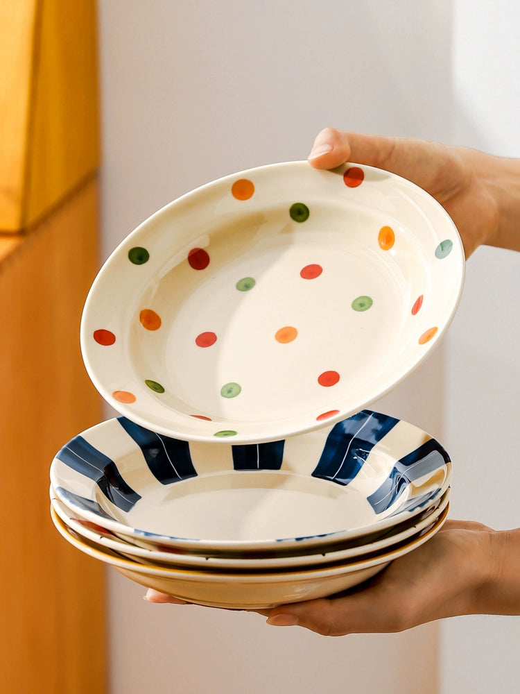 Japanese Style Ceramic Plate – Underglaze Minimalist Dinnerware Set  Decorla